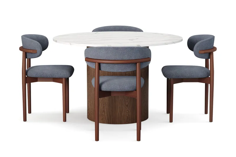 Uppveda Ruokapöytä 120 cm Pyöreä ja 4 kpl Jaiveer Tuolia - Ruskea - Huonekalut - Pöytä & ruokailuryhmä - Ruokailuryhmä