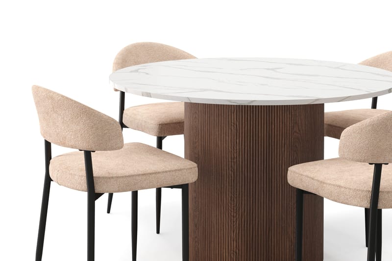 Uppveda Ruokapöytä 120 cm Pyöreä ja 4 kpl Jairam Tuolia - Ruskea - Huonekalut - Pöytä & ruokailuryhmä - Ruokailuryhmä