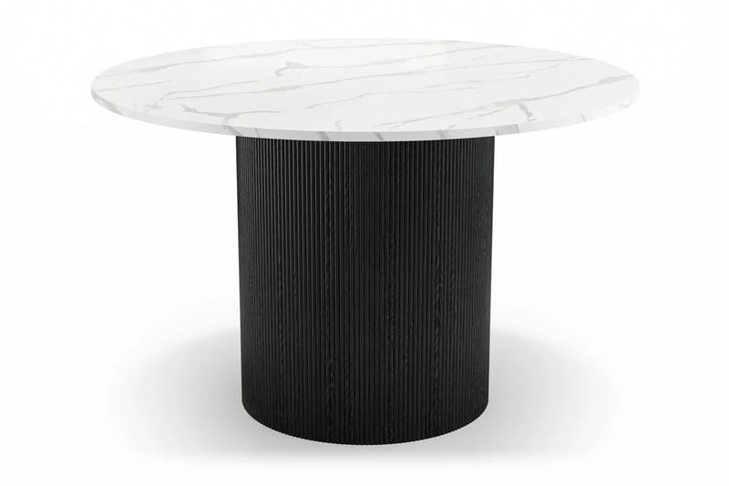 Uppveda Ruokapöytä 120 cm Pyöreä Musta ja 4 Sawako Greige Tuolia - Musta/Valkoinen/Greige - Huonekalut - Pöytä & ruokailuryhmä - Ruokailuryhmä