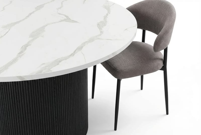 Uppveda Ruokapöytä 120 cm Pyöreä Musta ja 4 Sawako Greige Tuolia - Musta/Valkoinen/Greige - Huonekalut - Pöytä & ruokailuryhmä - Ruokailuryhmä