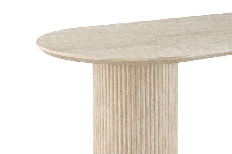 Uppveda-soikea ruokapöytä, 180 × 90 cm, travertiinin näköinen - Beige - Huonekalut - Pöytä & ruokailuryhmä - Ruokapöydät & keittiön pöydät