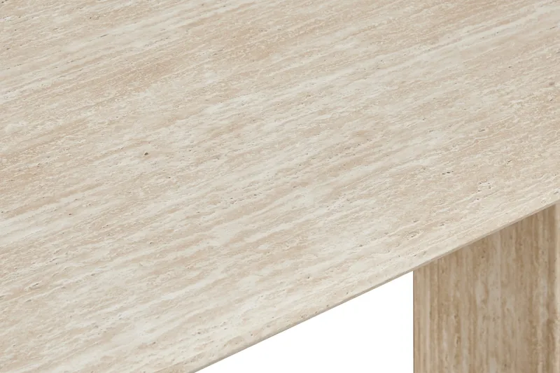 Uppveda-soikea ruokapöytä, 180 × 90 cm, travertiinin näköinen - Beige - Huonekalut - Pöytä & ruokailuryhmä - Ruokapöydät & keittiön pöydät