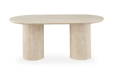 Uppveda-soikea ruokapöytä, 180 × 90 cm, travertiinin näköinen - Beige - Huonekalut - Pöytä & ruokailuryhmä - Ruokapöydät & keittiön pöydät