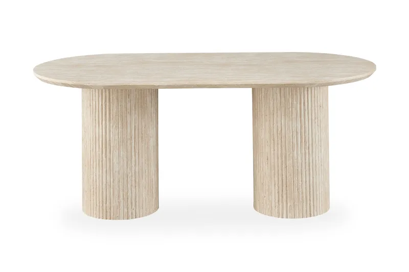 Uppveda-soikea ruokapöytä, 180 × 90 cm, travertiinin näköinen, Beige
