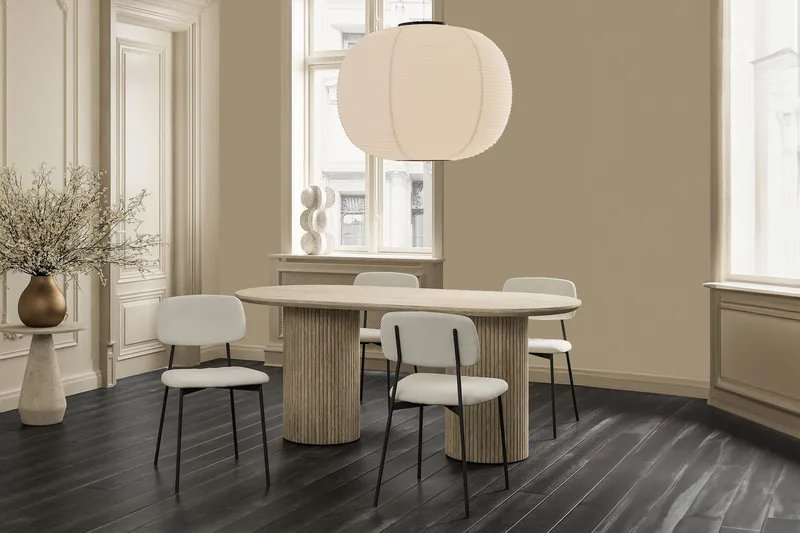 Uppveda-soikea ruokapöytä, 180 × 90 cm, travertiinin näköinen - Beige - Huonekalut - Pöytä & ruokailuryhmä - Ruokapöydät & keittiön pöydät