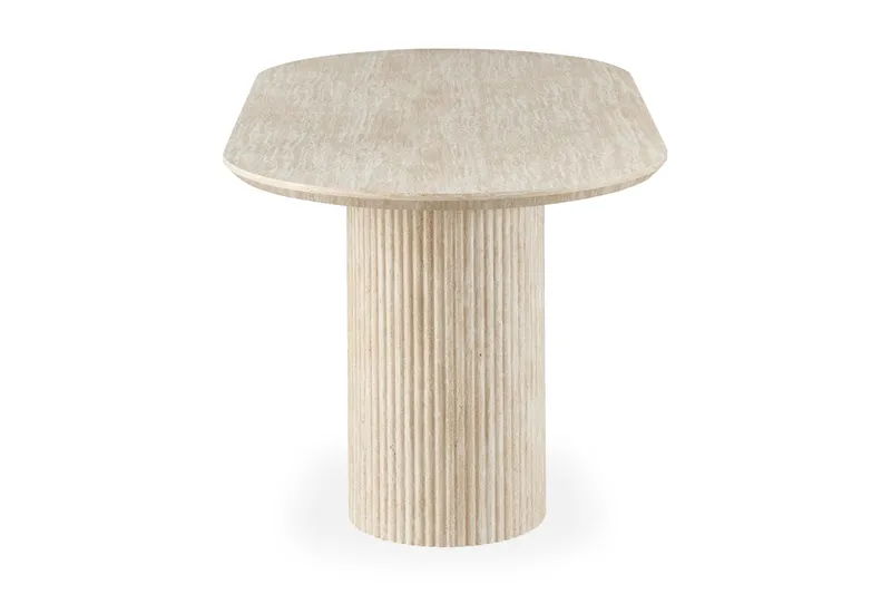 Uppveda-soikea ruokapöytä, 180 × 90 cm, travertiinin näköinen - Beige - Huonekalut - Pöytä & ruokailuryhmä - Ruokapöydät & keittiön pöydät