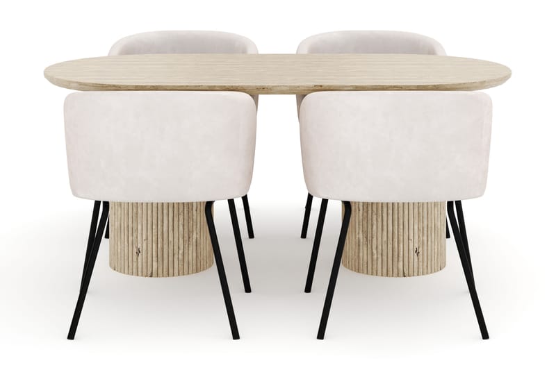 Uppveda Soikea Ruokapöytä 180x90 cm ja 4 Berit Tuolia - Beige - Huonekalut - Pöytä & ruokailuryhmä - Ruokailuryhmä