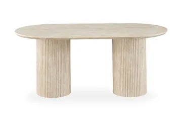 Uppveda Soikea Ruokapöytä 180x90 cm ja 4 Sawako Greige Tuolia - Travertiini, Greige - Huonekalut - Pöytä & ruokailuryhmä - Ruokailuryhmä