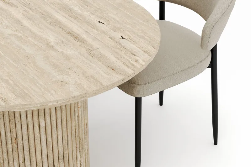 Uppveda Soikea Ruokapöytä 180x90 cm ja 4 Sawako Tuolia - Beige - Huonekalut - Pöytä & ruokailuryhmä - Ruokailuryhmä