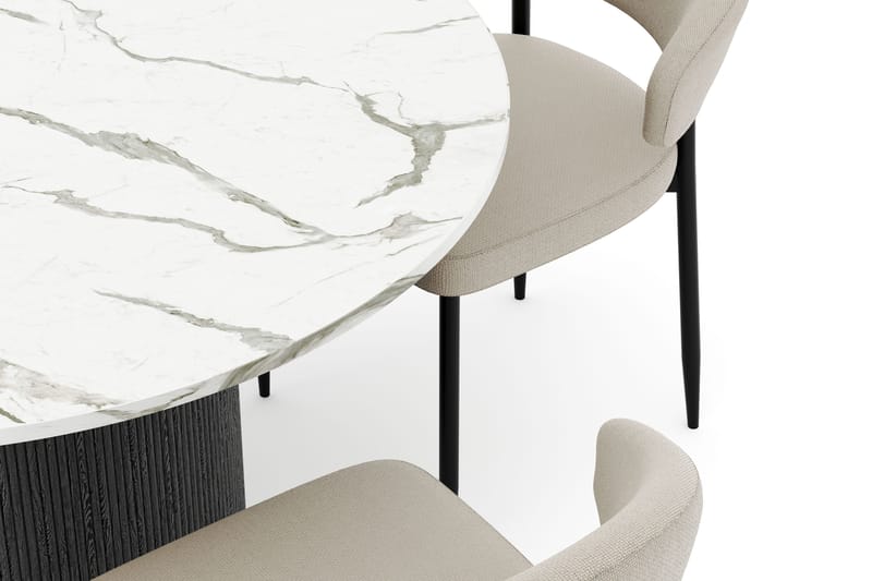 Uppveda Pyöreä Ruokapöytä 120 cm ja 4 Sawako Tuolia - Musta/Valkoinen - Huonekalut - Pöytä & ruokailuryhmä - Ruokailuryhmä