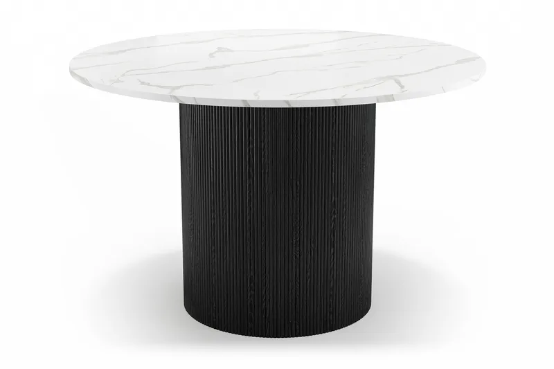 Uppveda Pyöreä Ruokapöytä 120 cm ja 4 Sawako Tuolia - Musta/Valkoinen - Huonekalut - Pöytä & ruokailuryhmä - Ruokailuryhmä