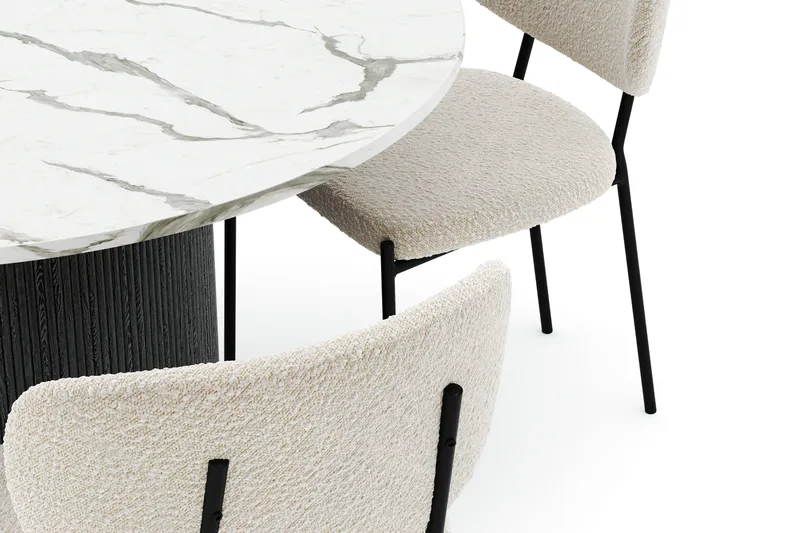 Uppveda Pyöreä Ruokapöytä 120 cm ja 4 Gemmiano Tuolia - Musta/Valkoinen - Huonekalut - Pöytä & ruokailuryhmä - Ruokailuryhmä