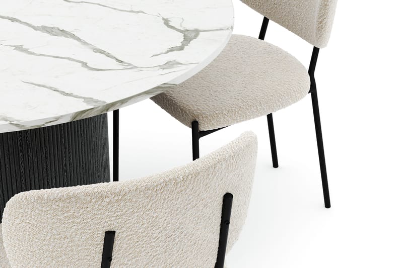 Uppveda Pyöreä Ruokapöytä 120 cm ja 4 Gemmiano Tuolia - Musta/Valkoinen - Huonekalut - Pöytä & ruokailuryhmä - Ruokailuryhmä