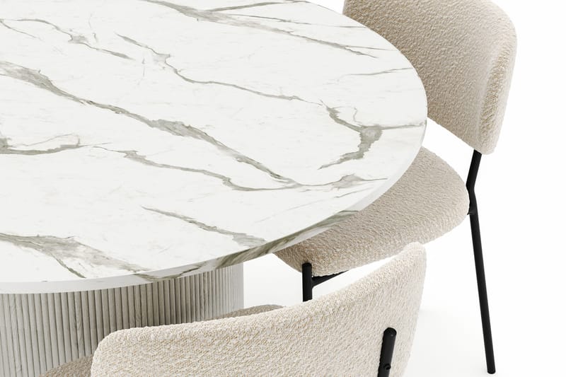 Uppveda Pyöreä Ruokapöytä 120 cm ja 4 Gemmiano Tuolia - Valkoinen - Huonekalut - Pöytä & ruokailuryhmä - Ruokailuryhmä