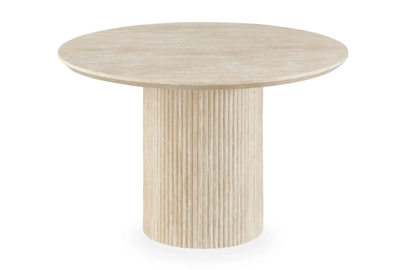 Uppveda Pyöreä Ruokapöytä 120 cm Travertiini 4 Reciclar Ruokatuolilla - Travertiini/Greige - Huonekalut - Pöytä & ruokailuryhmä - Ruokailuryhmä