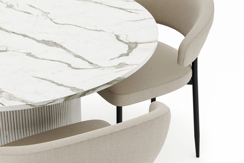 Uppveda Pyöreä Ruokapöytä 120 cm ja 4 Sawako Tuolia - Valkoinen - Huonekalut - Pöytä & ruokailuryhmä - Ruokailuryhmä