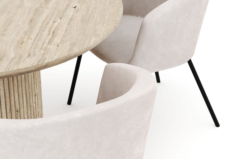 Uppveda Pyöreä Ruokapöytä 120 cm ja 4 Berit Tuolia - Beige - Huonekalut - Pöytä & ruokailuryhmä - Ruokailuryhmä