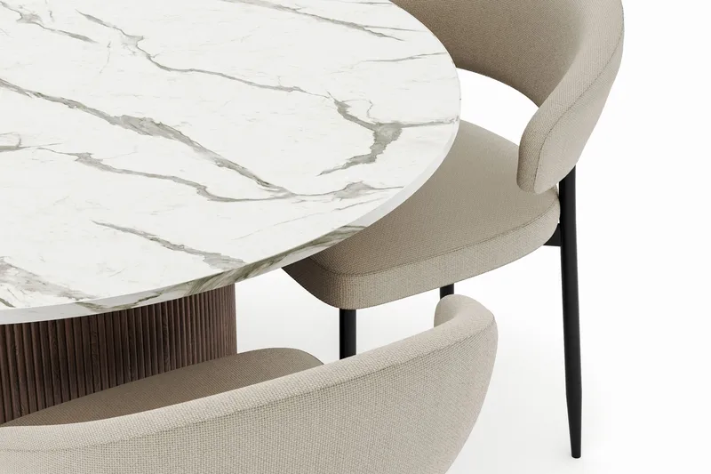 Uppveda Pyöreä Ruokapöytä 120 cm ja 4 Sawako Tuolia - Ruskea - Huonekalut - Pöytä & ruokailuryhmä - Ruokailuryhmä