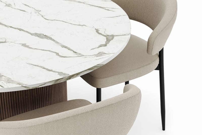 Uppveda Pyöreä Ruokapöytä 120 cm ja 4 Sawako Tuolia - Ruskea - Huonekalut - Pöytä & ruokailuryhmä - Ruokailuryhmä