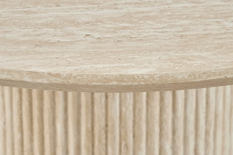Uppveda Pyöreä Ruokapöytä 120 cm Travertiini 4 Reciclar Ruokatuolilla - Travertiini/Greige - Huonekalut - Pöytä & ruokailuryhmä - Ruokailuryhmä