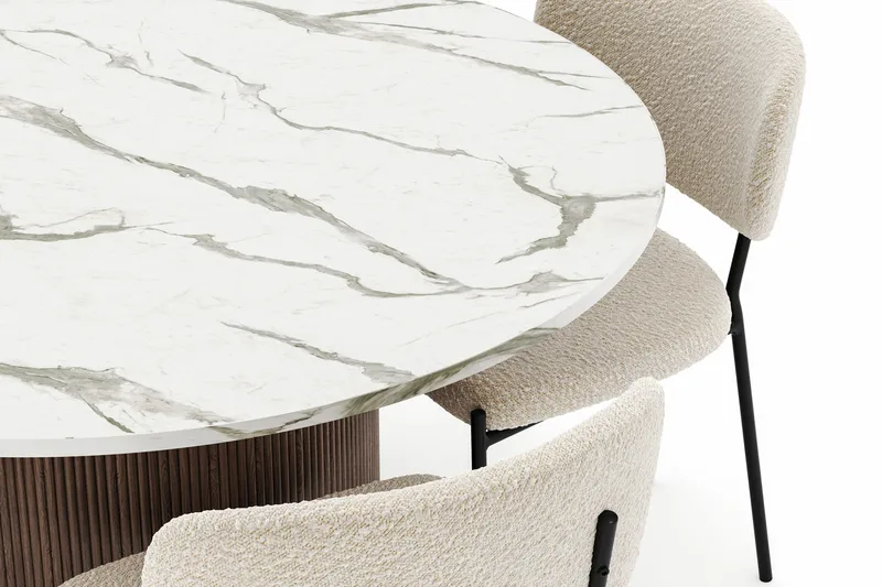 Uppveda Pyöreä Ruokapöytä 120 cm ja 4 Gemmiano Tuolia - Ruskea - Huonekalut - Pöytä & ruokailuryhmä - Ruokailuryhmä