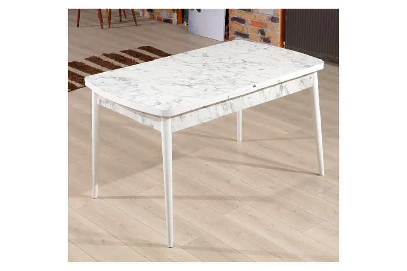 Valric Ruokapöytä 132 cm Suorakulmainen, Valkoinen/Harmaa