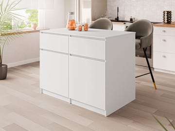 Valricon-keittiösaareke 120 cm - valkoinen - Säilytys - Keittiösaareke