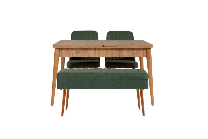 Valsot Ruokailuryhmä 129 cm Suorakulmainen, Luonnollinen/Vihreä