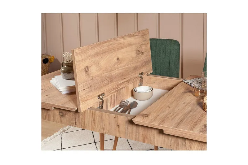 Valsot Ruokailuryhmä 129 cm Suorakulmainen - Luonnollinen/Vihreä - Huonekalut - Pöytä & ruokailuryhmä - Ruokailuryhmä
