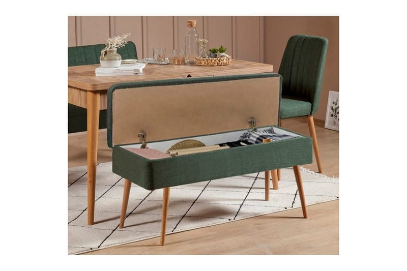 Valsot Ruokailuryhmä 129 cm Suorakulmainen - Luonnollinen/Vihreä - Huonekalut - Pöytä & ruokailuryhmä - Ruokailuryhmä