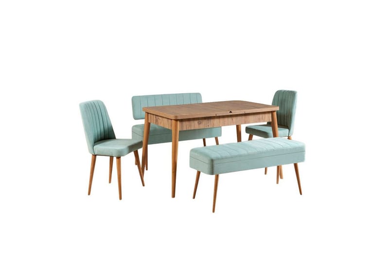 Valsot Ruokailuryhmä 129 cm Suorakulmainen - Luonnollinen/Vihreä - Huonekalut - Pöytä & ruokailuryhmä - Ruokailuryhmä