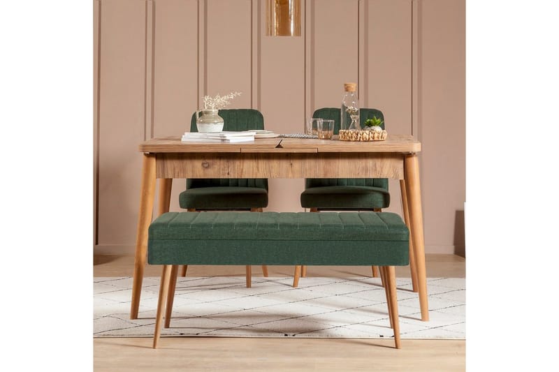 Valsot Ruokailuryhmä 129 cm Suorakulmainen - Luonnollinen/Vihreä - Huonekalut - Pöytä & ruokailuryhmä - Ruokailuryhmä