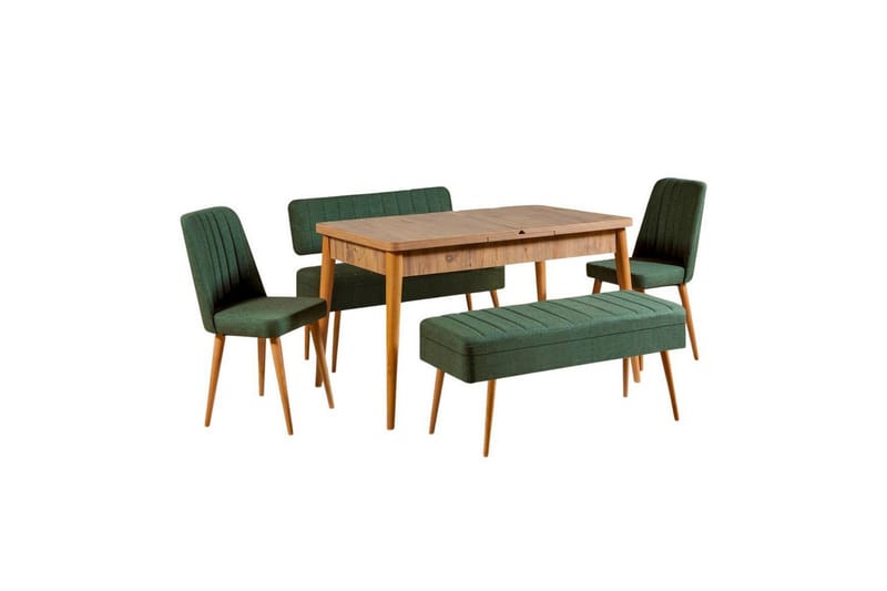Valsot Ruokailuryhmä 129 cm Suorakulmainen - Luonnollinen/Vihreä - Huonekalut - Pöytä & ruokailuryhmä - Ruokailuryhmä