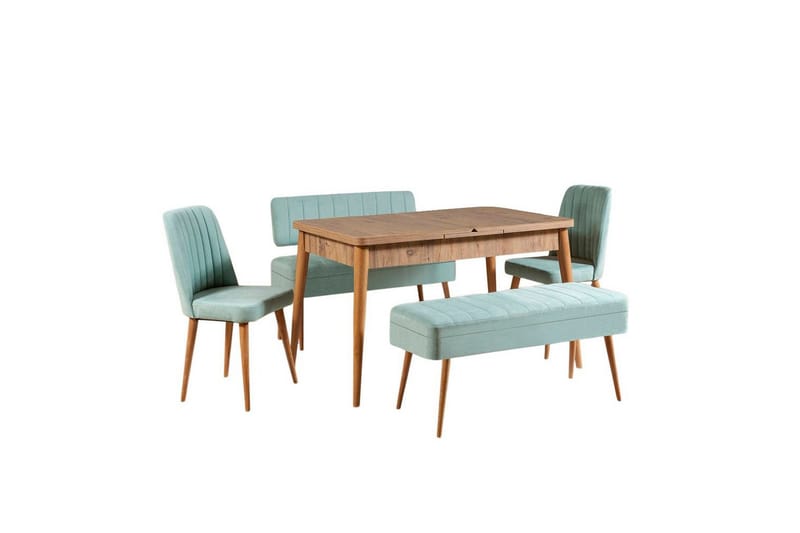 Valsot Ruokailuryhmä 129 cm Suorakulmainen, Luonnollinen/Vihreä