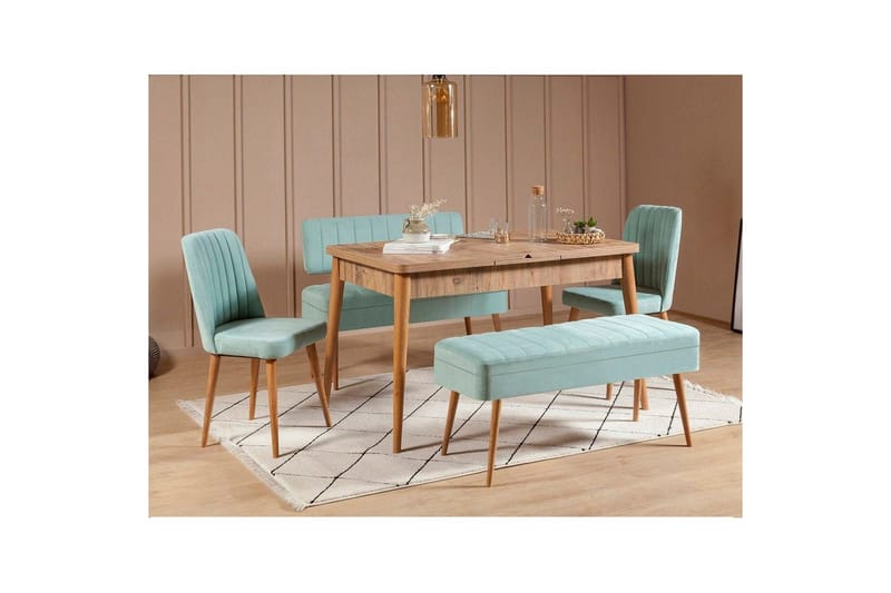 Valsot Ruokailuryhmä 129 cm Suorakulmainen - Luonnollinen/Vihreä - Huonekalut - Pöytä & ruokailuryhmä - Ruokailuryhmä