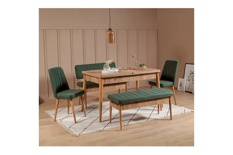 Valsot Ruokailuryhmä 130 cm Suorakulmainen - Luonnollinen - Huonekalut - Pöytä & ruokailuryhmä - Ruokailuryhmä