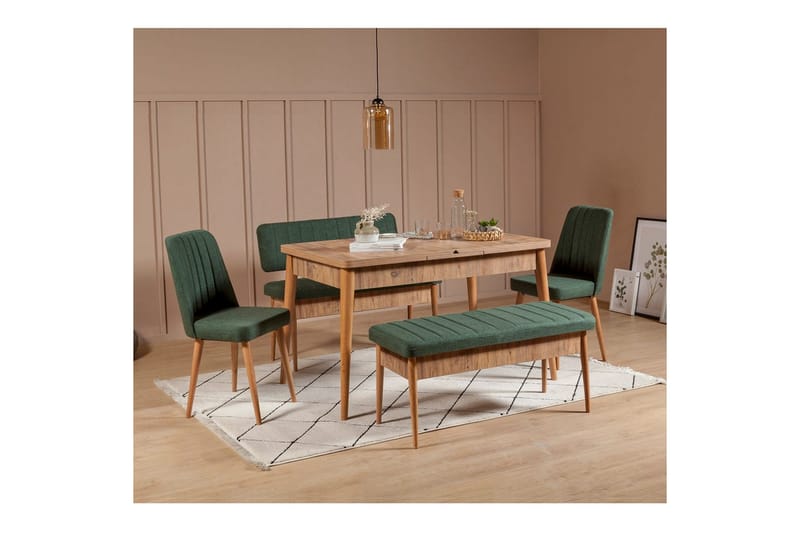 Valsot Ruokailuryhmä 130 cm Suorakulmainen - Luonnollinen - Huonekalut - Pöytä & ruokailuryhmä - Ruokailuryhmä