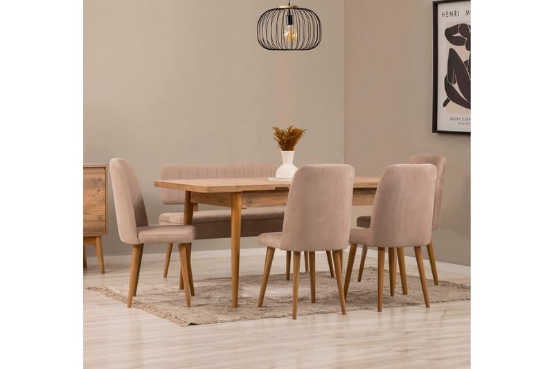 Valsot Ruokailuryhmä Suorakulmainen - Beige - Huonekalut - Pöytä & ruokailuryhmä - Ruokailuryhmä