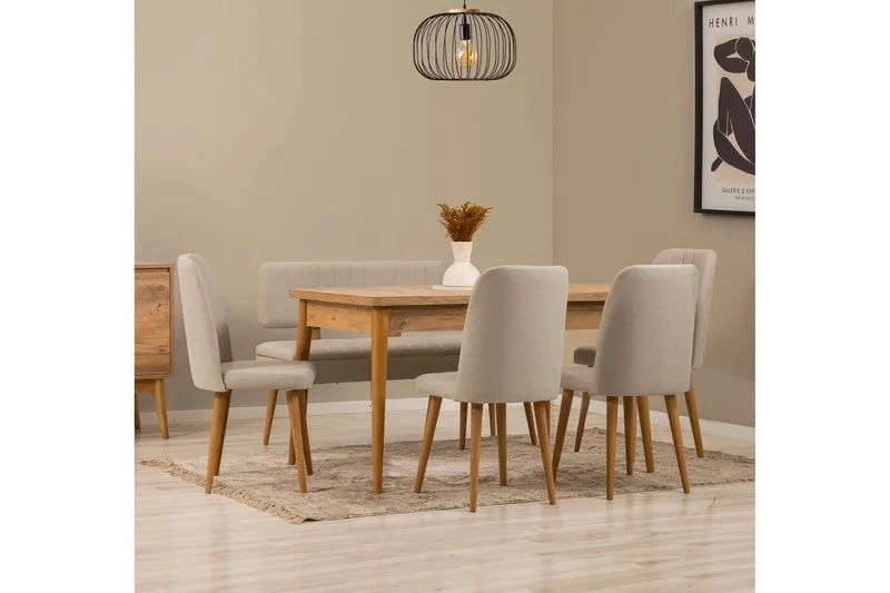 Valsot Ruokailuryhmä Suorakulmainen - Beige - Huonekalut - Pöytä & ruokailuryhmä - Ruokailuryhmä