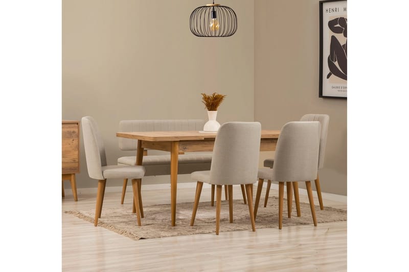 Valsot Ruokailuryhmä Suorakulmainen - Beige - Huonekalut - Pöytä & ruokailuryhmä - Ruokailuryhmä