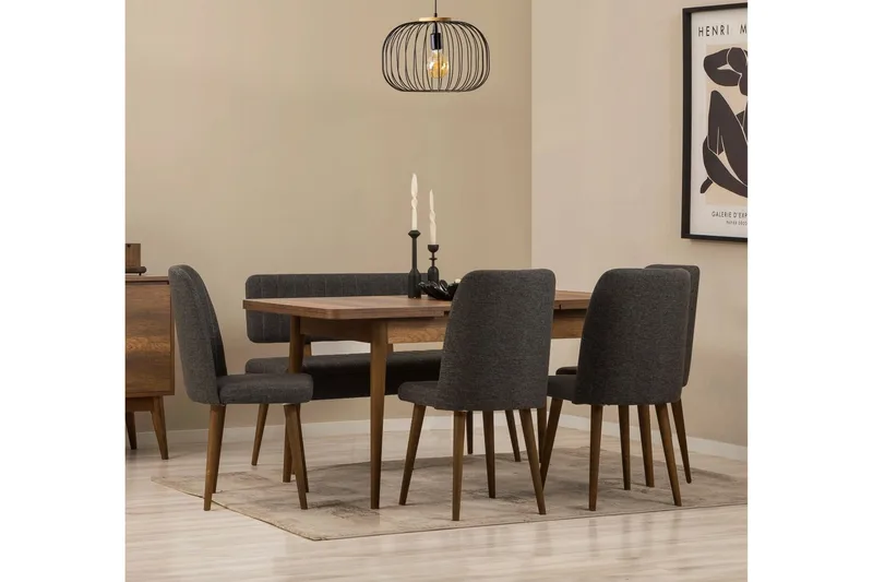 Valsot Ruokailuryhmä Suorakulmainen - Tummanharmaa - Huonekalut - Pöytä & ruokailuryhmä - Ruokailuryhmä