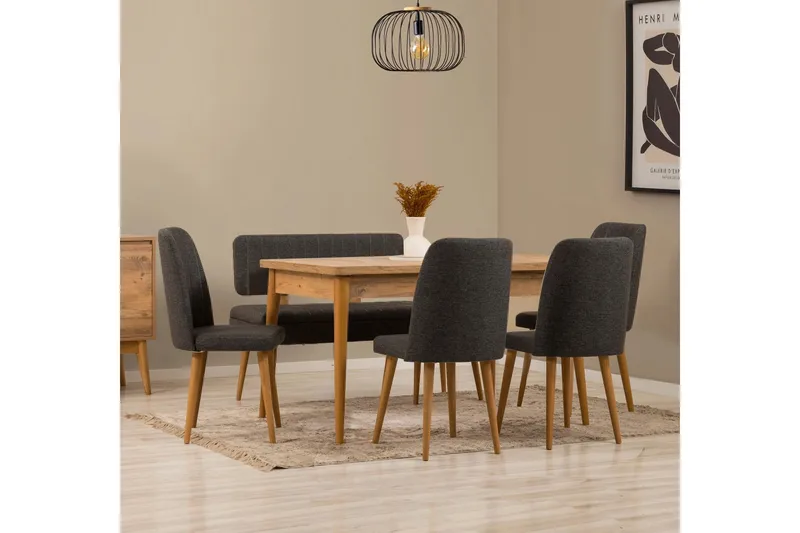 Valsot Ruokailuryhmä Suorakulmainen - Tummanharmaa - Huonekalut - Pöytä & ruokailuryhmä - Ruokailuryhmä