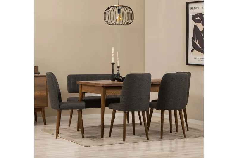 Valsot Ruokailuryhmä Suorakulmainen - Tummanharmaa - Huonekalut - Pöytä & ruokailuryhmä - Ruokailuryhmä