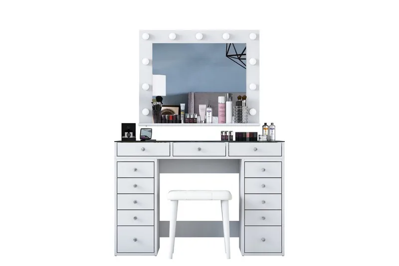 Varlin Kampauspöytä 120 cm - Valkoinen - Huonekalut - Pöytä & ruokailuryhmä - Meikki- & kampauspöydät - Meikkipöytä valolla