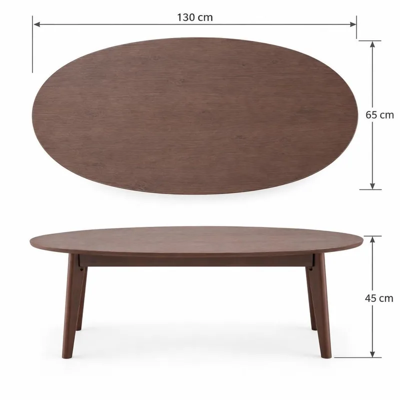 Velo soikea sohvapöytä 130x65 cm puu- ja saksanpähkinäjäljitelmällä - Pähkinä - Huonekalut - Pöytä & ruokailuryhmä - Sohvapöytä