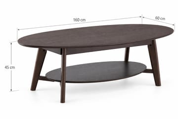 Velo-soikea sohvapöytä 160 cm, massiivipuu - Savutammi - Huonekalut - Pöytä & ruokailuryhmä - Sohvapöytä