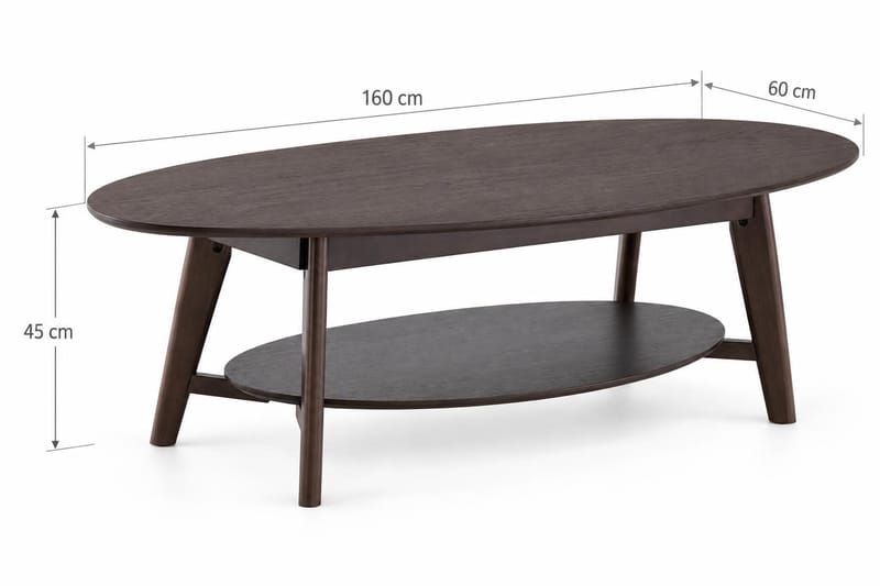 Velo-soikea sohvapöytä 160 cm, massiivipuu - Savutammi - Huonekalut - Pöytä & ruokailuryhmä - Sohvapöytä