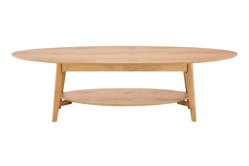 Velo Soikea Sohvapöytä Hyllyllä 160x60 cm Puu- ja Tammijäljitelmällä - Tammi - Huonekalut - Pöytä & ruokailuryhmä - Sohvapöytä