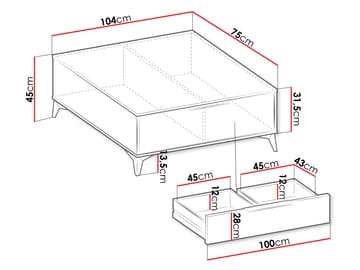 Vemdalen Sohvapöytä 104 cm - Ruskea, mustat jalat - Huonekalut - Pöytä & ruokailuryhmä - Sohvapöytä - Sohvapöytä säilytystilalla