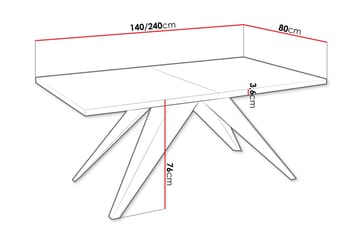 Vento jatkettava suorakulmainen ruokapöytä 140 cm tammen ja metallin näköisenä - Musta|Beige - Huonekalut - Pöytä & ruokailuryhmä - Ruokapöydät & keittiön pöydät